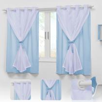 Cortina Azul Bebê 2,20x1,30 Voal para Quarto Infantil Teen