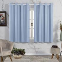 Cortina Azul Para Quarto Blecaute PVC 2,80x1,60 P/ Varão Simples