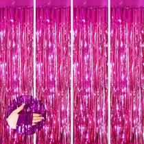 Cortina Backdrop Keyali Foil Tinsel, pacote com 4 unidades, 100x253 cm, rosa