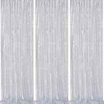 Cortina Backdrop QueenDream Silver Sequin, pacote com 3, 61 x 244 cm