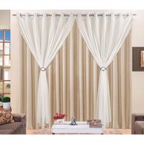 Cortina Bege Palha para Sala ou Quarto para varão 3 metros Simples Jéssica