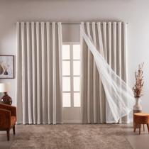 Cortina Bege Tecido Black Out Importado 4,50x2,70 Com Voil