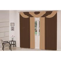Cortina Bela Casa Dona 300x280cm Tabaco com Bege