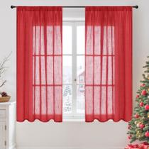 Cortina BGment de lino rojo 114x107 cm ligera, 2 paneles Cortina BGment de lino rojo 114x107 cm ligera, 2 paneles