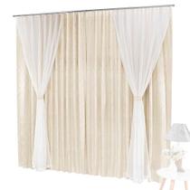 Cortina Bhaly Jacquard 3,00 X 2,50 Para Trilho Comum - Palha