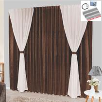 Cortina Bhaly Jacquard e Voal 2,00 X 1,70 Para Trilho Comum - Tabaco - 100% Poliéster Cortina Bhaly Jacquard e Voal 2,00 X 1,70 Para Trilho Comum - Tabaco - 100% Poliéster