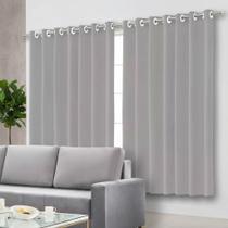 Cortina Black Out Corta Luz Quarto Sala Janela Com Ilhós e Película Vários Tamanhos Cinza Bleckaute