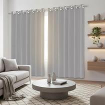 Cortina Black Out Corta Luz Quarto Sala Janela Com Ilhós e Película Vários Tamanhos Cinza Bleckaute