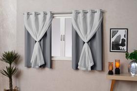 Cortina Black out PVC com Voil com Argola 2,80x1,30 corta a luz -Filomena