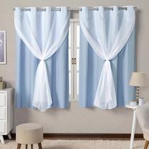 Cortina Black Out PVC Xale Voil Azul Janela 2 Metros Cortina Black Out PVC Xale Voil Azul Janela 2 Metros