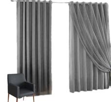 Cortina Blackout 100% com voil 9,00x2,70 Para Varão Simples Cortina Blackout 100% com voil 9,00x2,70 Para Varão Simples