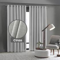 Cortina Blackout 100% Linen 3,0 X 1,7 - Bella Janela Cinza