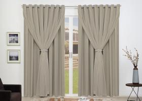 Cortina Blackout 10,00m X 2,30m Sala Quarto Tecido Com Voil + Presilha Moderna Avelã - EMPÓRIO LUZ ENXOVAIS Cortina Blackout 10,00m X 2,30m Sala Quarto Tecido Com Voil + Presilha Moderna Avelã - EMPÓRIO LUZ ENXOVAIS