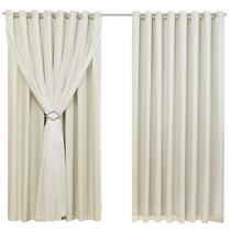 Cortina Blackout 4,00m X 2,50m Sala Quarto Tecido Com Voil + Presilha Moderna -Palha - EMPÓRIO LUZ ENXOVAIS Cortina Blackout 4,00m X 2,50m Sala Quarto Tecido Com Voil + Presilha Moderna -Palha - EMPÓRIO LUZ ENXOVAIS