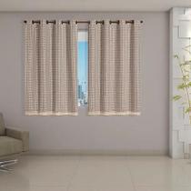 Cortina Blackout 50005bege Prata com Voil Xadrez 2,00 m x 1,40 m - Bege 50005