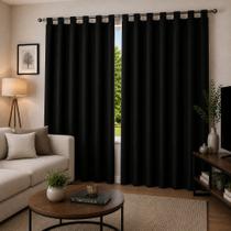 Cortina Blackout Alças 200x200 Preta Bloqueio de Luz Privacidade Conforto Térmico Decoração Moderna Resistente Durável
