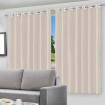 Cortina Blackout Bege 280x180cm Proteção e Estilo em PVC Corta Luz com Ilhós Decoração para Sala e Quarto