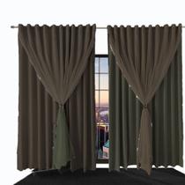 cortina blackout Bia corta luz 3,20 x 2,50 quarto marrom