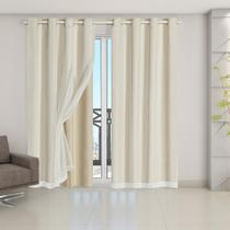 Cortina Blackout Blecaute Com Voil 2,80 X 2,30 Bege