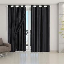 Cortina Blackout Blecaute Com Voil 2,80 X 2,30 Preto