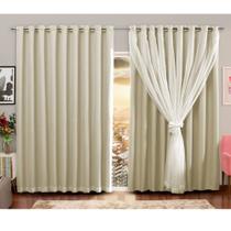 Cortina Blackout Blecaute Corta Luz para Sala Quarto com Tecido Voil 2,80 M X 2,80 M