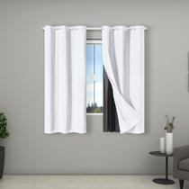 Cortina Blackout Blecaute em PVC Cinza com Tecido em cima de 2,40m x 1,60m na Cor Branco