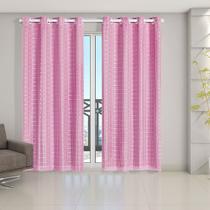 Cortina Blackout Blecaute PVC com Tecido Voil Xadrez 2,80m x 2,30m ROSA