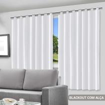 Cortina Blackout Branca - 200X200Cm - Com Alça Para Varão - Vida Pratika