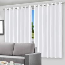 Cortina Blackout Branca 280x140cm com Ilhós Moderna e Eficiência para Privacidade e Bloqueio de Claridade Decoração