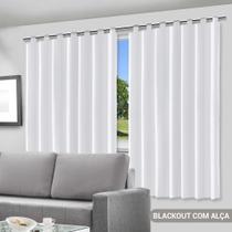 Cortina Blackout Branca - 280X200Cm - Com Alça Para Varão