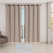 Cortina Blackout Cinza com Voil Xadrez 2,80 m x 2,30 m 100% Poliéster - Avelã Cortina Blackout Cinza com Voil Xadrez 2,80 m x 2,30 m 100% Poliéster - Avelã