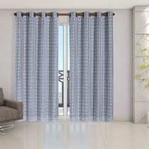 Cortina Blackout Cinza Voil Xadrez 2,8 x 2,3 Sala Quarto