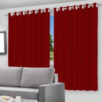 Cortina Blackout com Forro 2 em 1 Voil Vermelho com ilhos - 280x220cm