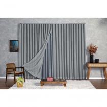 Cortina Blackout com Linho 3,00x2,50m para Trilho Suíço Cinza Poliéster Ludatex Cortina Blackout com Linho 3,00x2,50m para Trilho Suíço Cinza Poliéster Ludatex