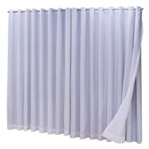 Cortina Blackout com Linho 3,00x2,70 para Varão Duplo Branco-gelo Poliéster Ludatex Cortina Blackout com Linho 3,00x2,70 para Varão Duplo Branco-gelo Poliéster Ludatex