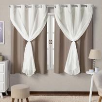 Cortina Blackout com Voil 100% Corta Luz 2,80 Larg. X 1,60 Alt. Ilhós Cromado