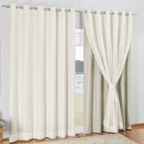 Cortina Blackout com Voil 100% Corta Luz 2,80 Larg. X 2,70 Alt. Ilhós Cromado