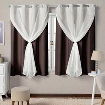 Cortina Blackout Com Voil 2 Metros PVC 2,20x1,30 Para Varão