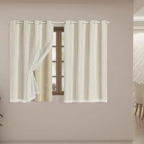 Cortina Blackout com Voil 2,80m x 1,80m PVC Blecaute com Voal Corta Luz para Sala Quarto Janela