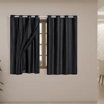 Cortina Blackout com Voil 2,80m x 1,80m PVC Blecaute com Voal Corta Luz para Sala Quarto Janela