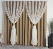 Cortina Blackout Com Voil 3,00x2,50 Avelã Quarto Sala