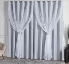 Cortina Blackout Com Voil 3,00x2,50 Gelo Quarto Sala