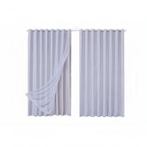 Cortina Blackout com Voil 4,00x2,30 para Varão Duplo Gelo Poliéster para Sala Ludatex Cortina Blackout com Voil 4,00x2,30 para Varão Duplo Gelo Poliéster para Sala Ludatex