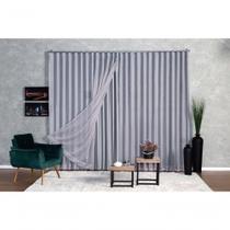 Cortina Blackout com Voil 5,00x2,50 para Trilho Suíço Gelo Poliéster Branco Ludatex Cortina Blackout com Voil 5,00x2,50 para Trilho Suíço Gelo Poliéster Branco Ludatex