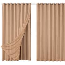 Cortina Blackout com Voil 5,00x2,50 para Varão Simples Poliéster Avelã Ludatex Cortina Blackout com Voil 5,00x2,50 para Varão Simples Poliéster Avelã Ludatex