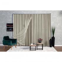 Cortina Blackout com Voil 5,00x2,70 para Trilho Suíço Liso Poliéster Palha Ludatex Cortina Blackout com Voil 5,00x2,70 para Trilho Suíço Liso Poliéster Palha Ludatex