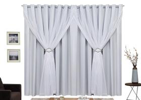 Cortina Blackout Com Voil Corta Luz ilhos cromado 8,00x2,70