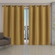 Cortina Blackout Corta Luz 70 % Tecido 4,00 x 2,70 - Dourado - Eddi Casa