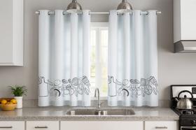 Cortina Blackout de Cozinha Estampada 2,20(Larg) X 1,30(Alt) - Branco