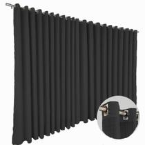 cortina blackout de ilhois quarto 6,00 x 2,60 Milam preto